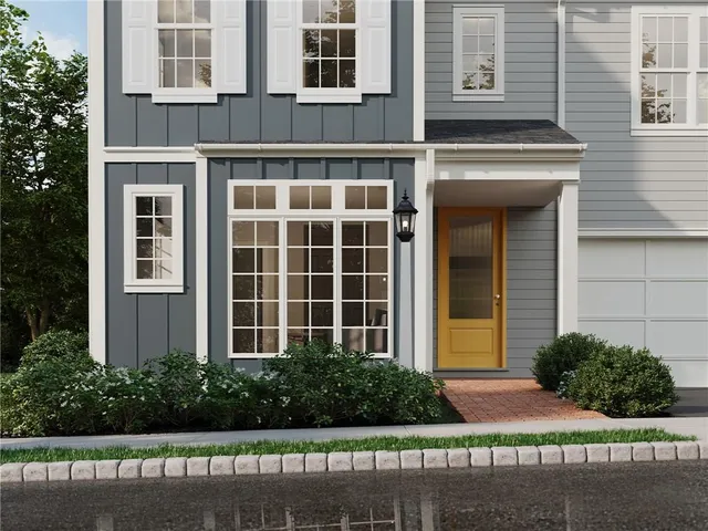 a front view of a multi story building