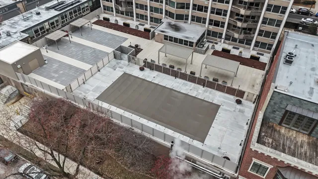 an aerial view of a building