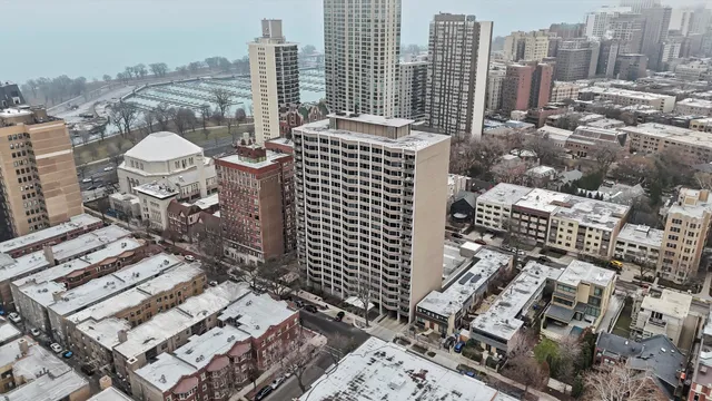 a view of a city with tall buildings