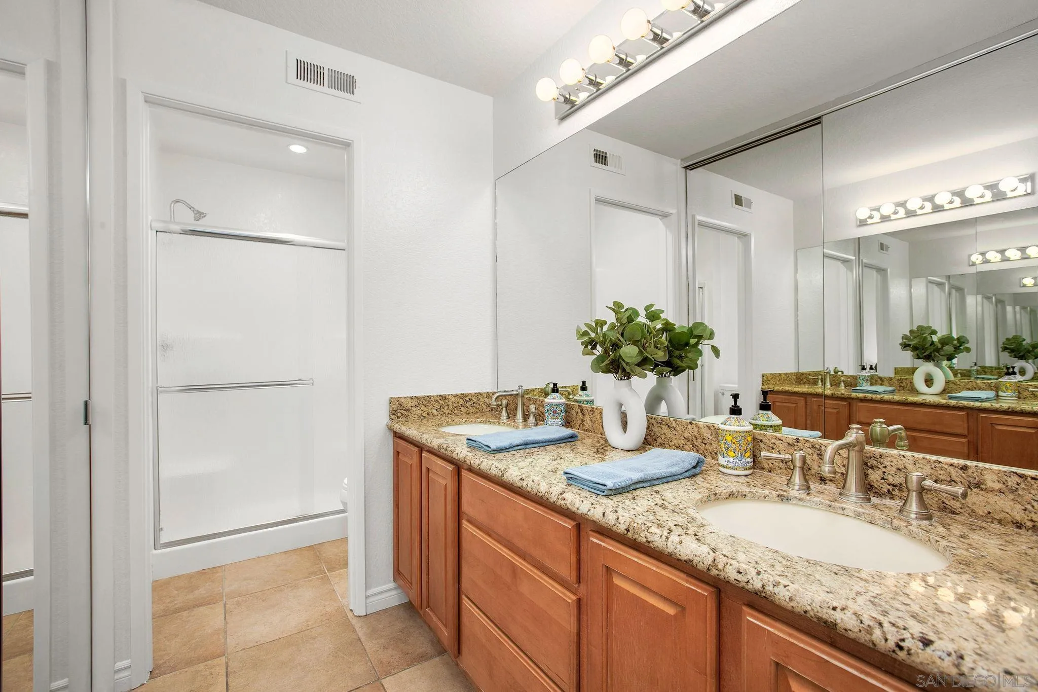 2041 Coolngreen Lane Encinitas, CA 92024 - Photo 21 of 36 a bathroom with a granite countertop sink and a mirror