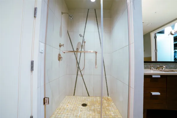 a bathroom with a shower