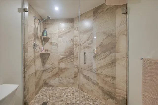 an outdoor space with furniture