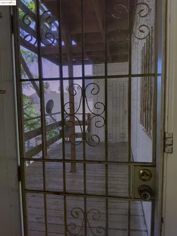 a view of a glass door with a glass door