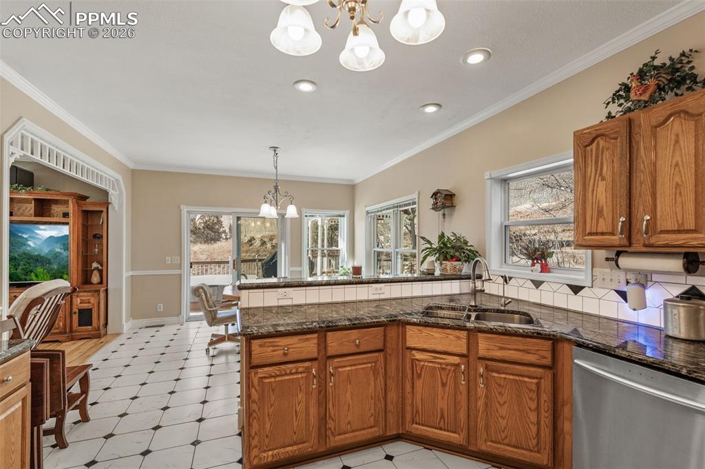 5440 Setters Way Colorado Springs, CO 80919 - Photo 14 of 40 a kitchen with stainless steel appliances a sink stove and cabinets
