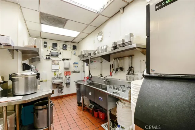 a kitchen with lots of counter top space
