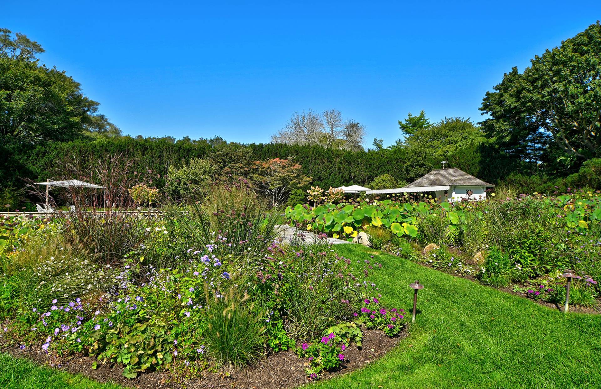 63 Middle Lane East Hampton, NY 11937 - Photo 10 of 39 a view of a garden with plants and a building in background