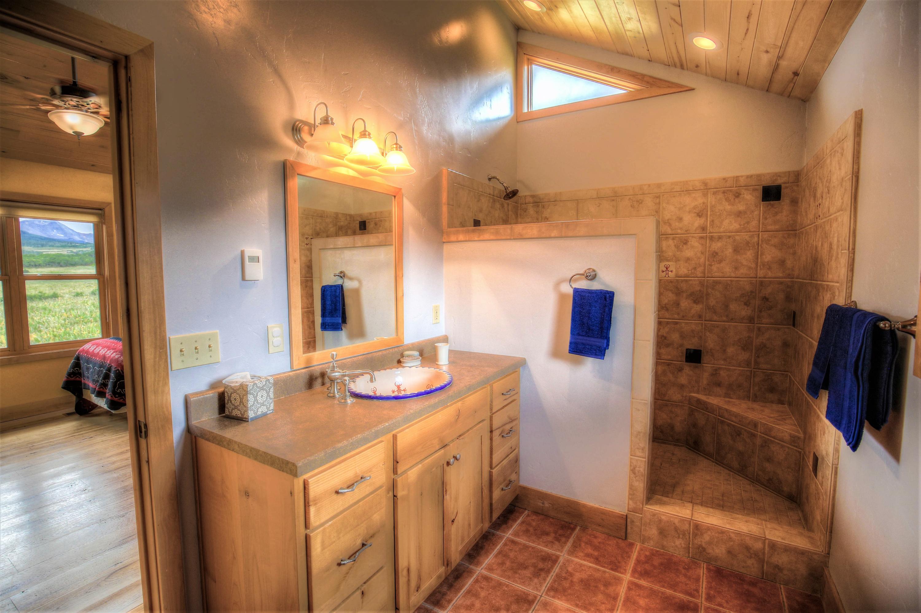 390 Peninsula Drive Placerville, CO 81430 - Photo 22 of 37 a bathroom with a tub sink and mirror