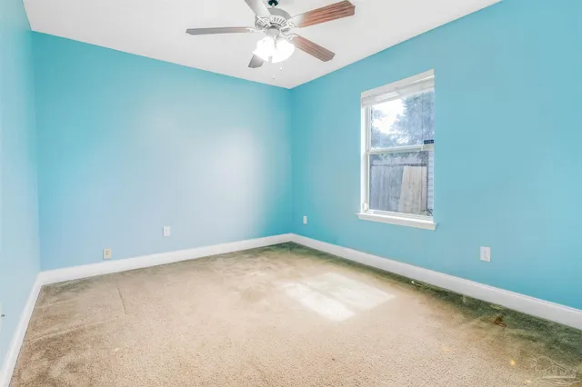 a view of a small space with a window