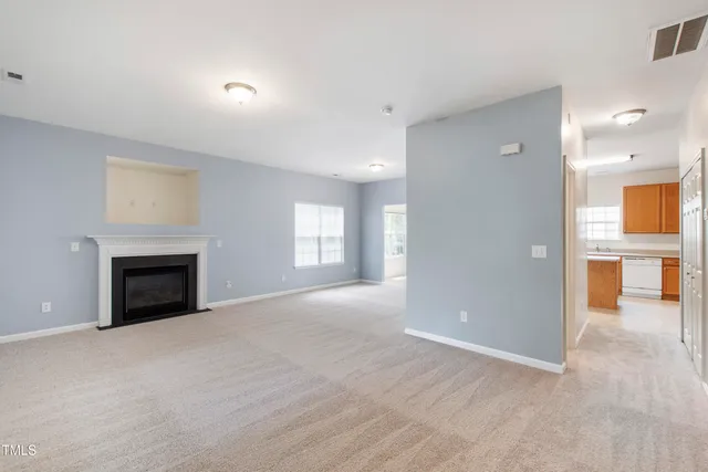 a view of a livingroom with a fireplace