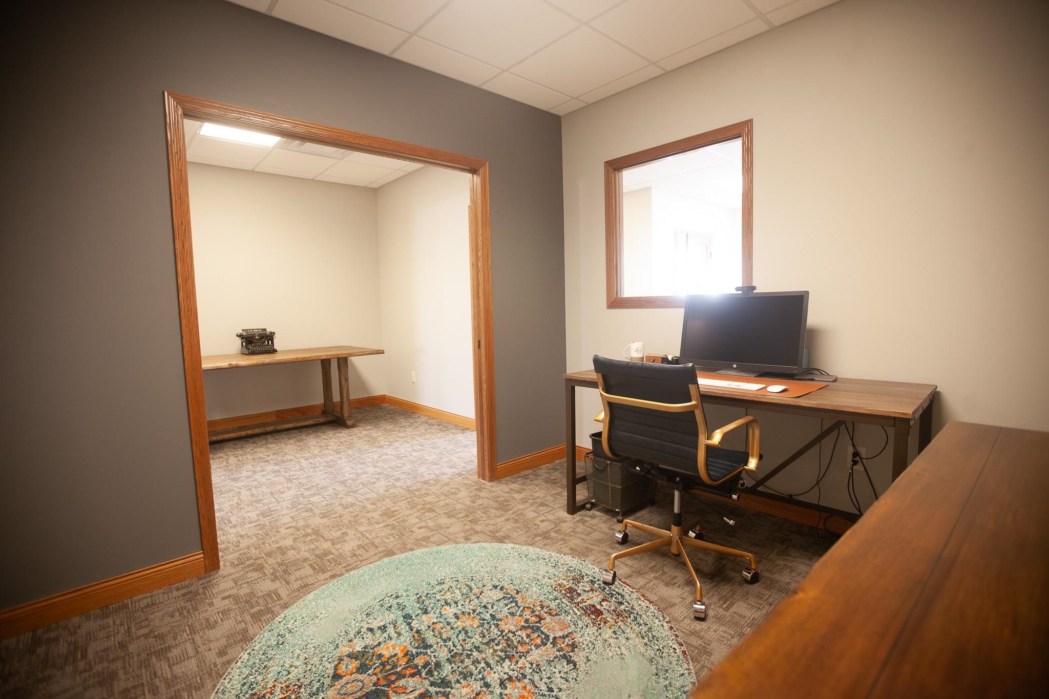 408 4th Street Moose Lake, MN 55767 - Photo 20 of 31 Office area with light colored carpet and a paneled ceiling