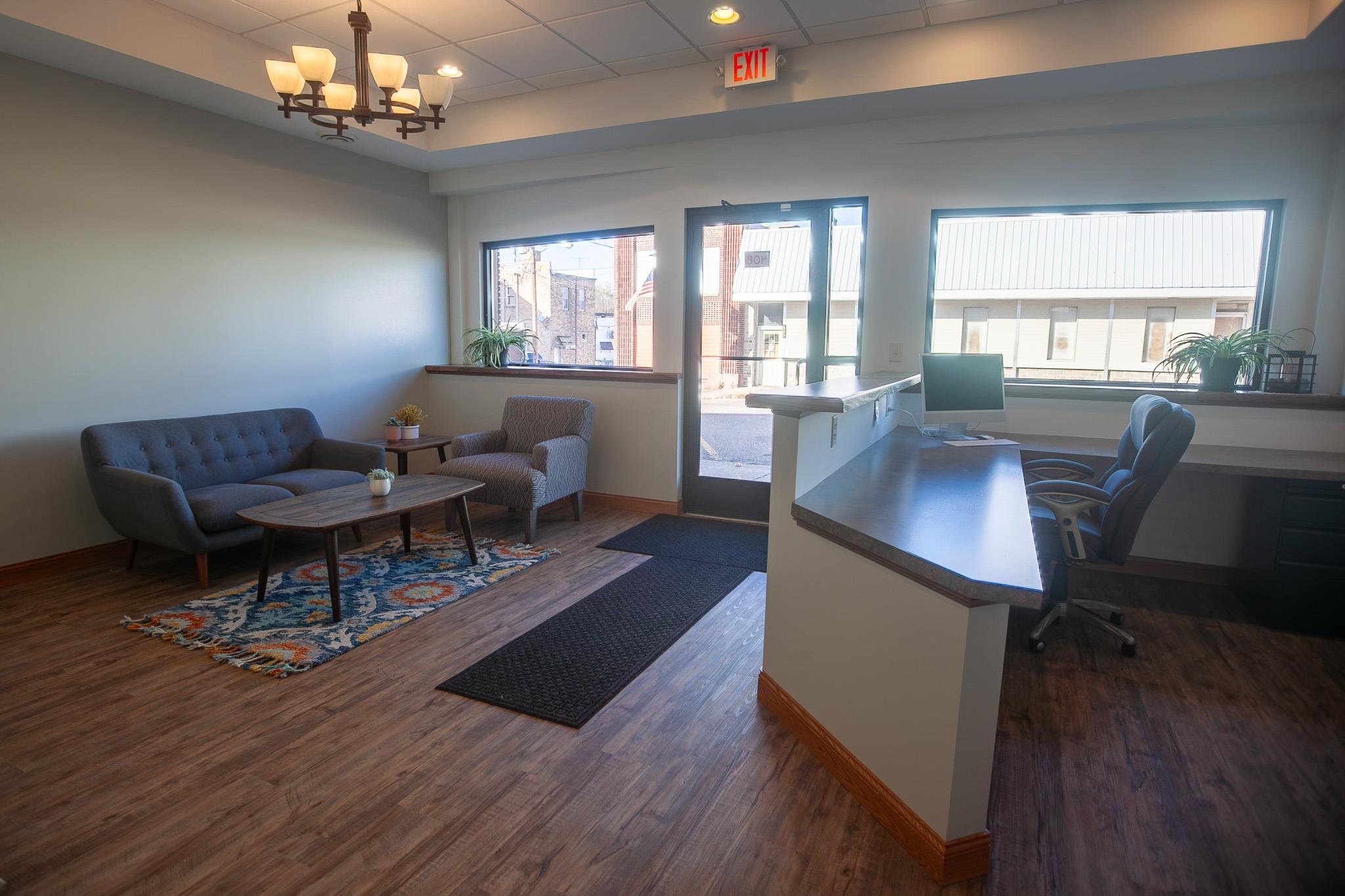 408 4th Street Moose Lake, MN 55767 - Photo 9 of 31 Office area with a paneled ceiling, a chandelier, and recessed lighting