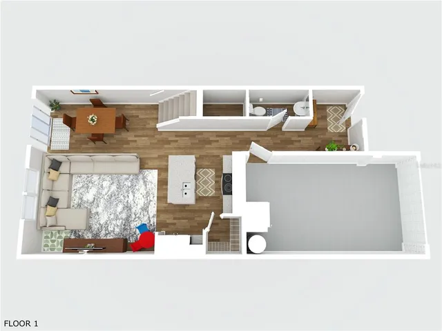 an aerial view of a house