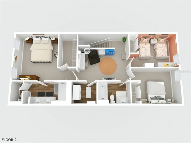 a view of a park with palm trees