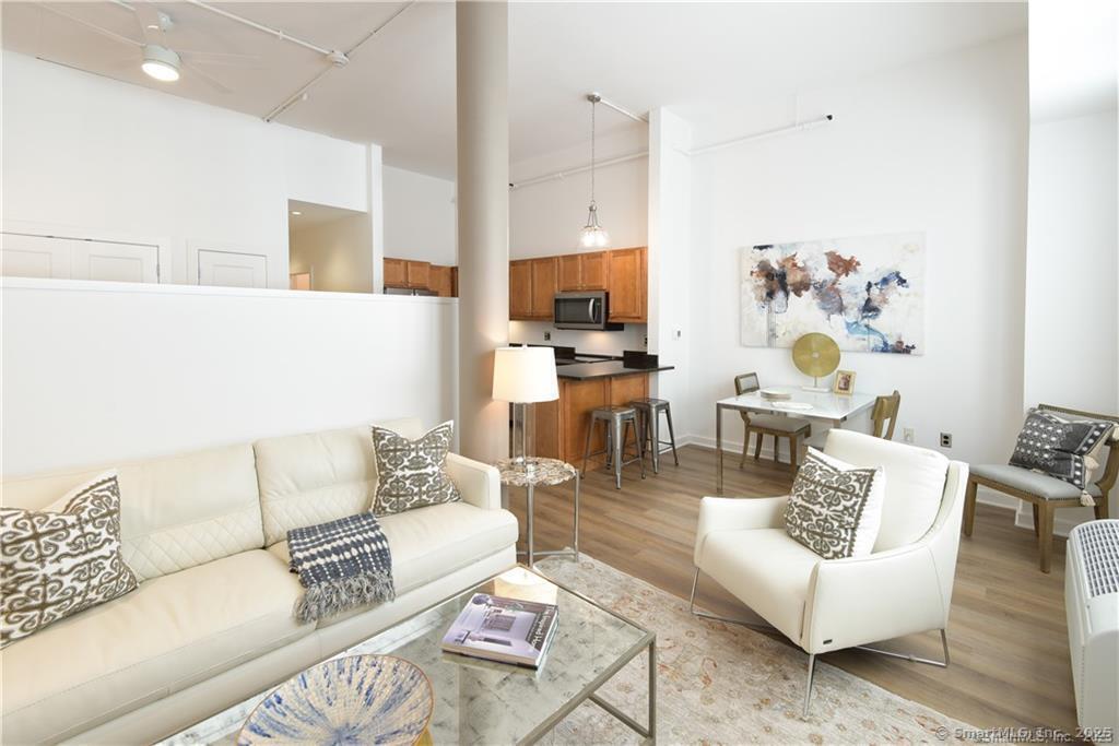 a living room with furniture and a couch