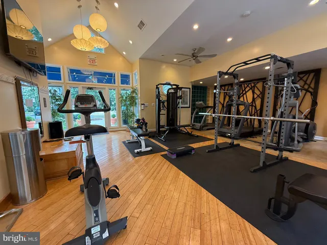a view of a room with gym equipment