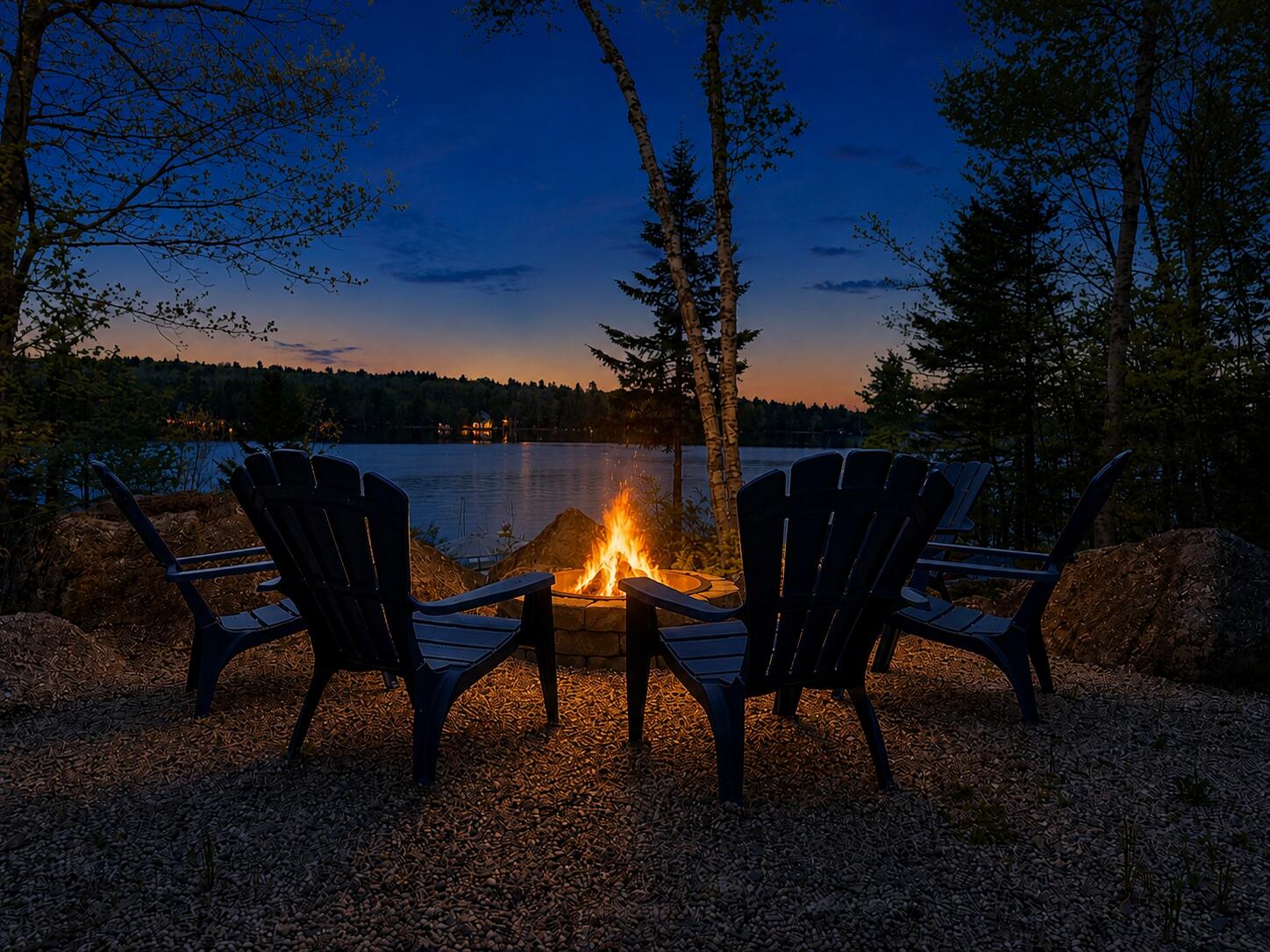 687 West Shore Road Otis, ME 04605 - Photo 4 of 55 Fire-Pit at Night