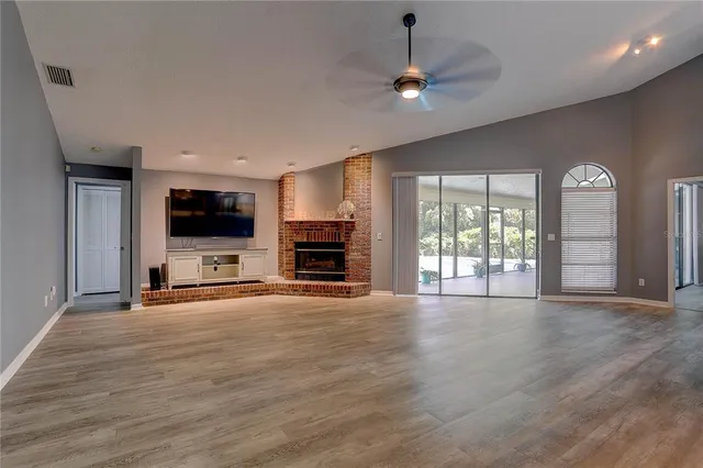 an empty room with closet area