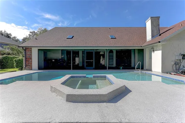 a view of outdoor space yard swimming pool and porch