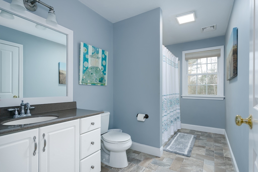6 Nates Way Rutland, MA 01543 - Photo 23 of 31 a bathroom with a granite countertop sink toilet and mirror