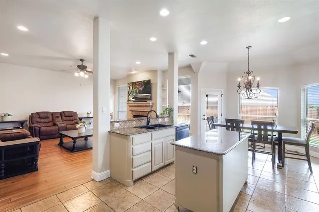 a kitchen with lots of counter top space