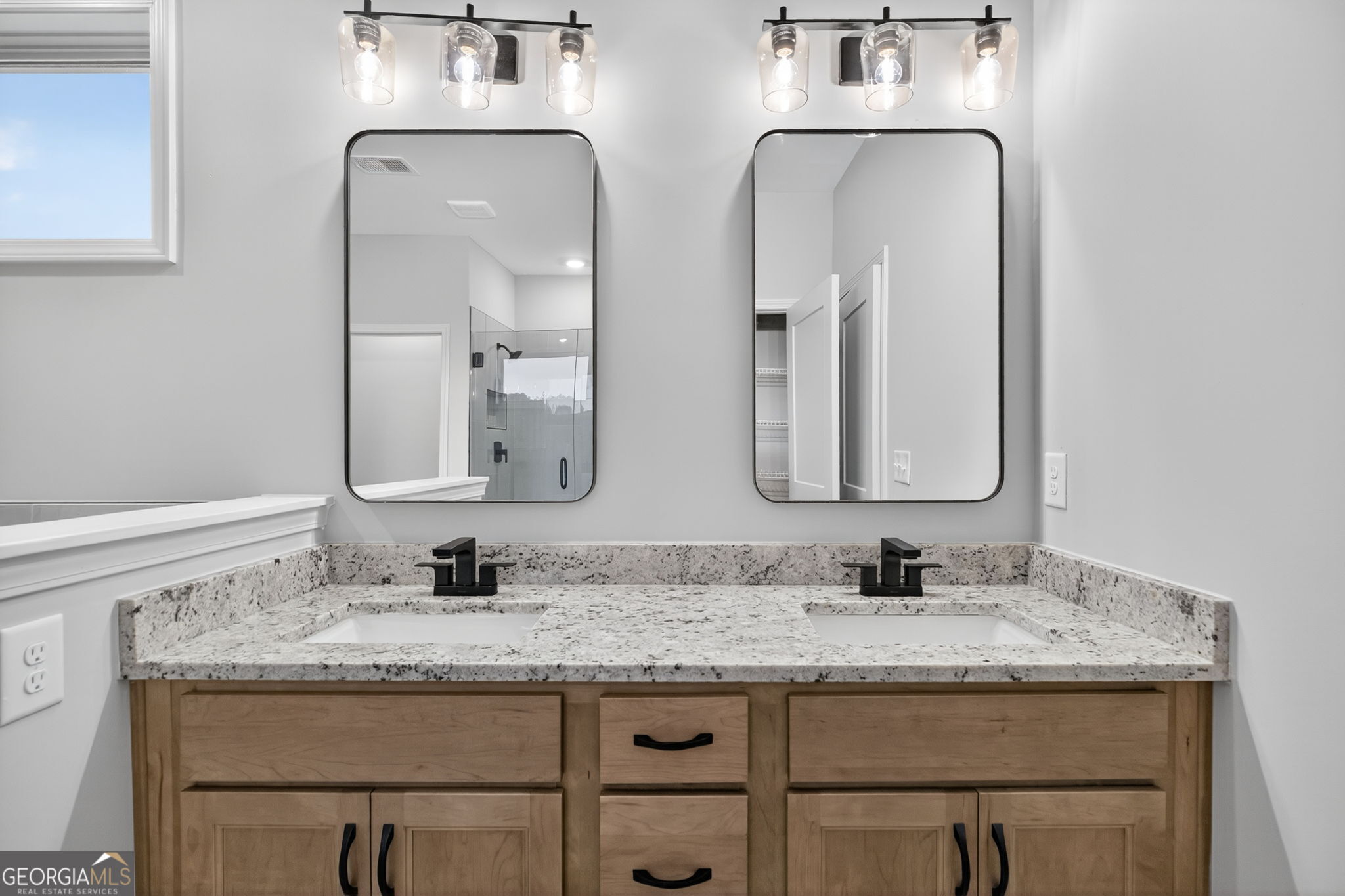 359 Gray Road Roopville, GA 30170 - Photo 33 of 46 a bathroom with a granite countertop sink and a mirror