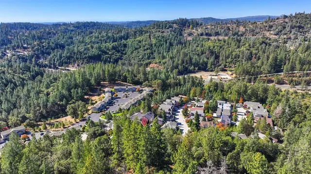 an aerial view of a house