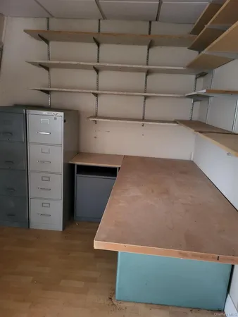 a view of a room with storage