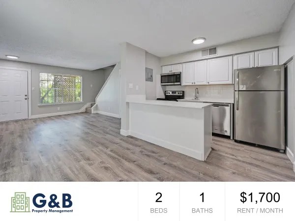 a view of kitchen with stainless steel appliances refrigerator stove microwave and cabinets