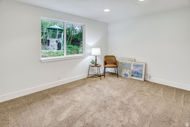1320 Canyon Park Road Bountiful, UT 84010 - Photo 14 of 28 Sitting room featuring carpet flooring and recessed lighting