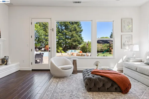 a outdoor space with furniture and garden view