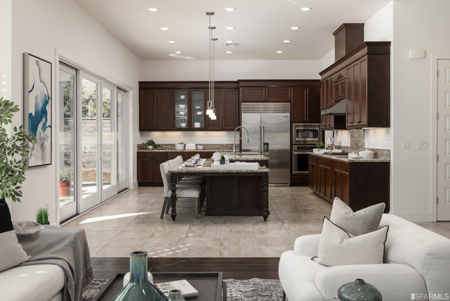 30 Wilder Road Orinda, CA 94563 - Photo 18 of 57 a living room with stainless steel appliances kitchen island granite countertop furniture and a large window