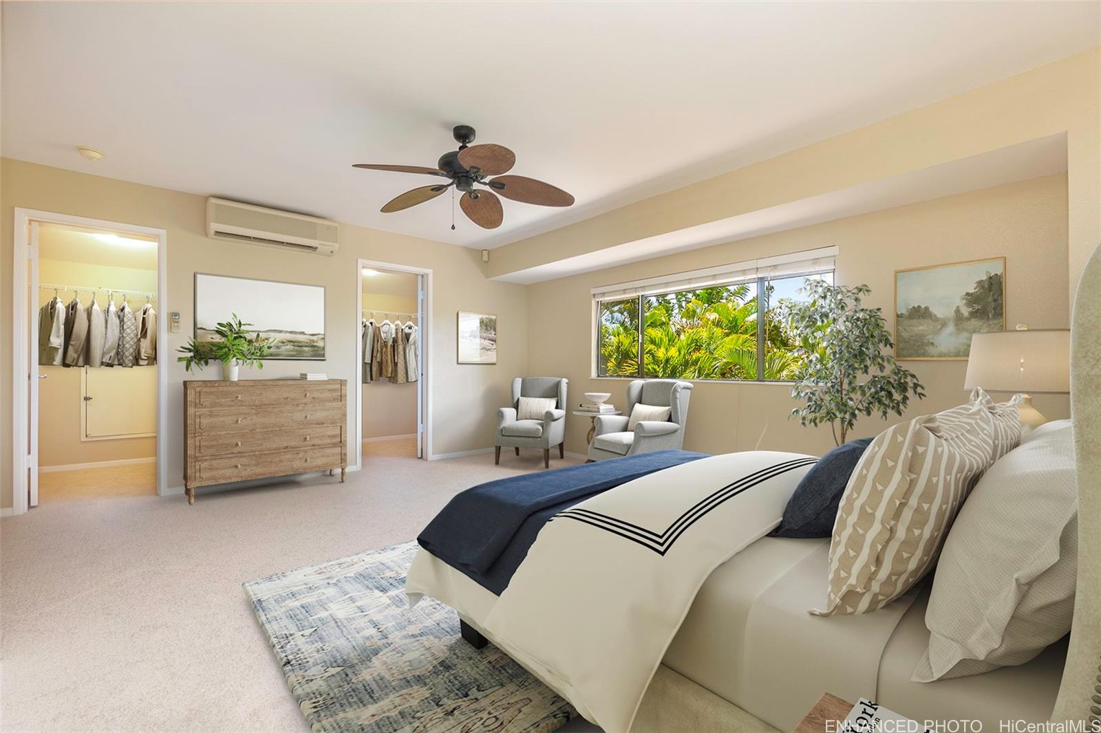 92-247 Opuakii Place Kapolei, HI 96707 - Photo 16 of 25 a bedroom with a bed a large window and potted plant