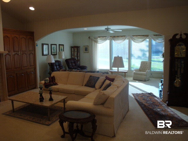 108 Lakeridge Drive Fairhope, AL 36532 - Photo 7 of 17 LIVING ROOM OPENS TO DEN AREA