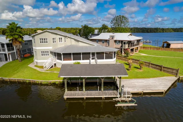 a aerial view of a house with a garden