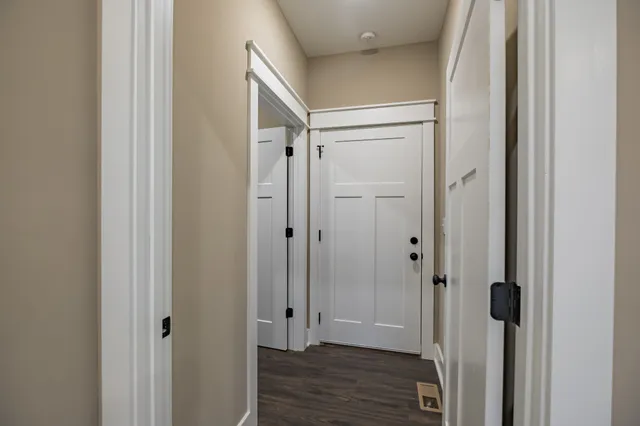 a view of a livingroom with wooden floor