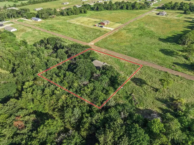 a view of a green yard with an outdoor space