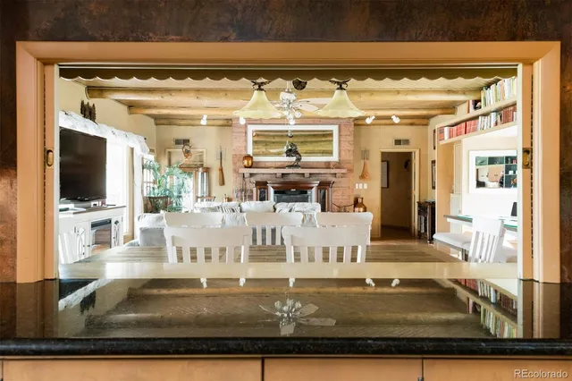 a view of a living room with furniture