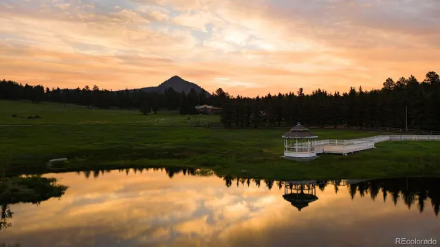 a view of a lake with a mountain in the background