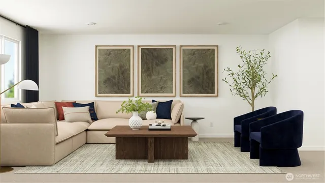 a living room with furniture and window