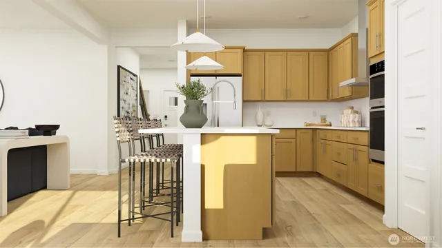 a kitchen with a sink cabinets and window