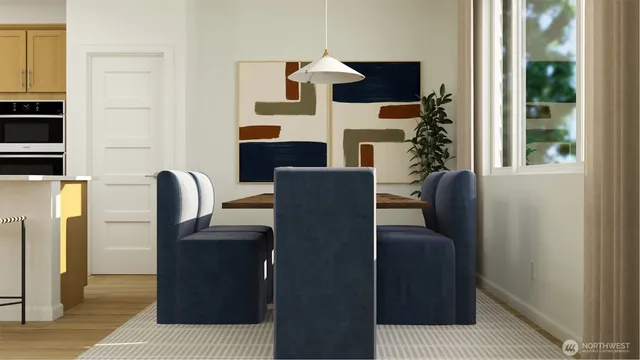 a living room with furniture a fireplace and a window