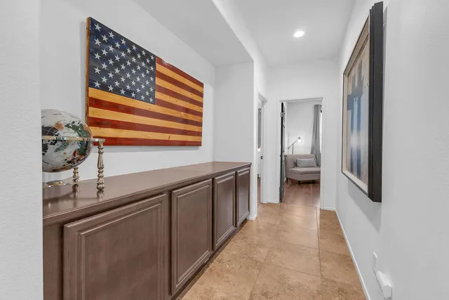 a view of a porch with furniture