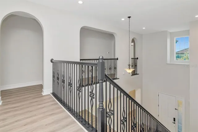 a view of a livingroom with a staircase
