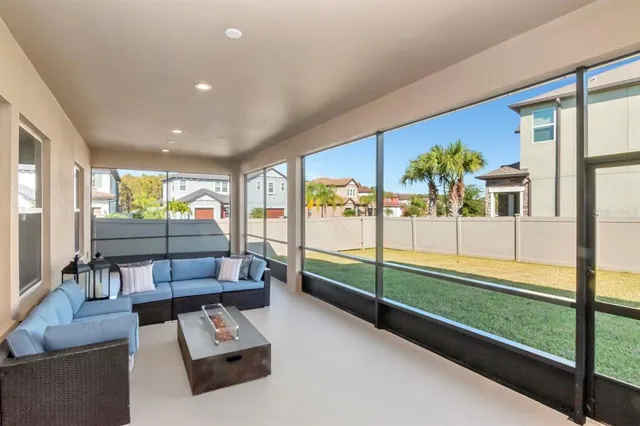 a view of a lake with a building in front of it