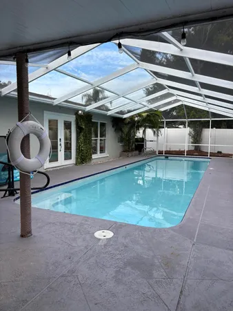 an outdoor view of swimming pool