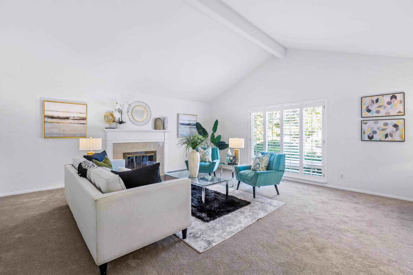 244 Delphi Circle Los Altos, CA 94022 - Photo 7 of 61 a living room with furniture and a fireplace