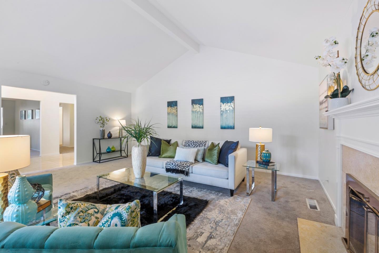 244 Delphi Circle Los Altos, CA 94022 - Photo 9 of 61 a living room with furniture and a fireplace