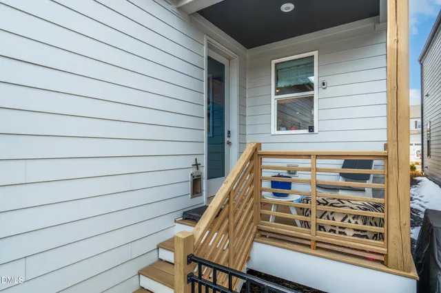 a backyard of a house with seating space