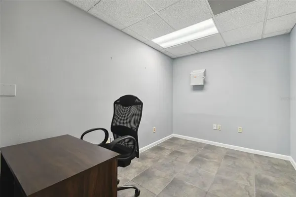 a view of a bench in a garden