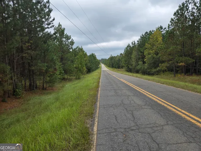 a view of a yard with plants and a trees